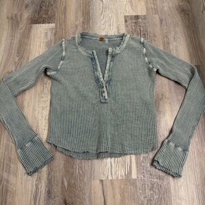 Free people one colt waffle knit thermal Henley top size small